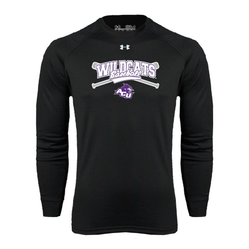  Under Armour Black Long Sleeve Tech Tee - Baseball Crossed Bats Design