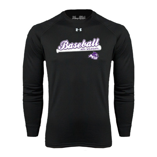  Under Armour Black Long Sleeve Tech Tee - Baseball Script w/ Bat Design
