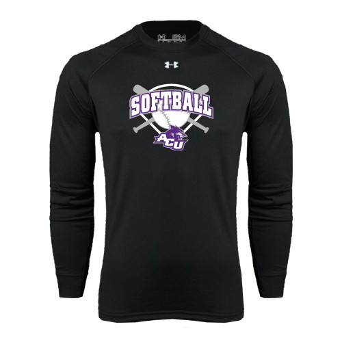 Under Armour Black Long Sleeve Tech Tee - Softball Bats and Plate Design