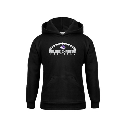  Youth Black Fleece Hoodie - Wide Football Design