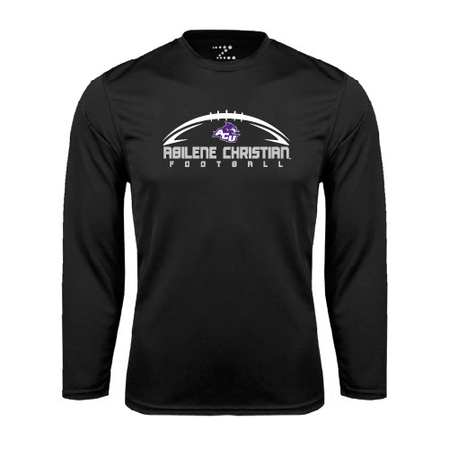  Black Performance Long Sleeve Shirt - Wide Football Design