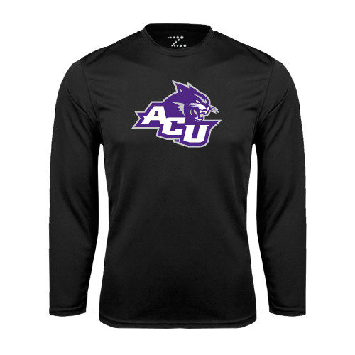  Black Performance Long Sleeve Shirt - Angled ACU w/Wildcat Head