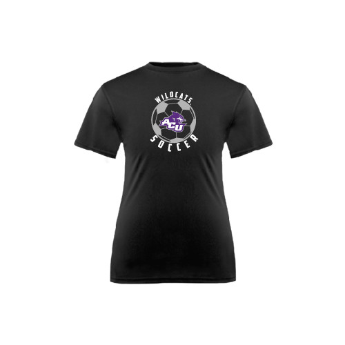  Youth Performance Black Tee - Soccer Ball Design