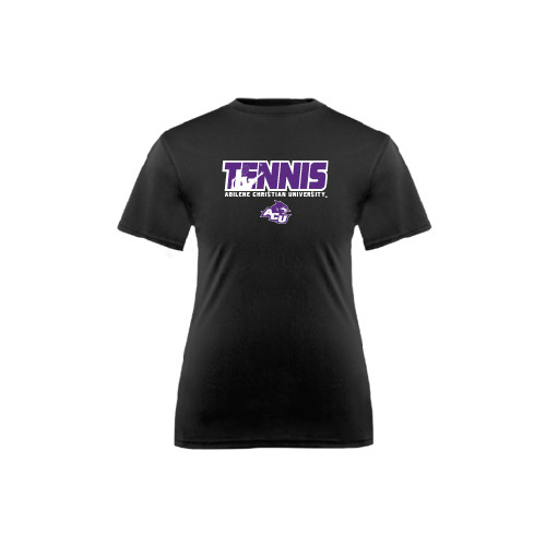  Youth Performance Black Tee - Tennis Player Design