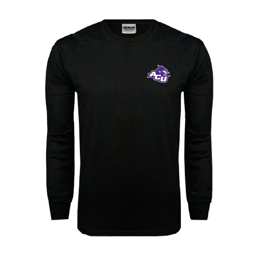  Black Long Sleeve T Shirt - Angled ACU w/Wildcat Head