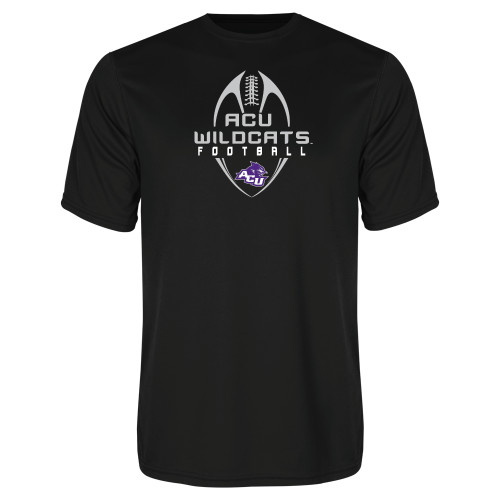  Black Performance Tee - Tall Football Design