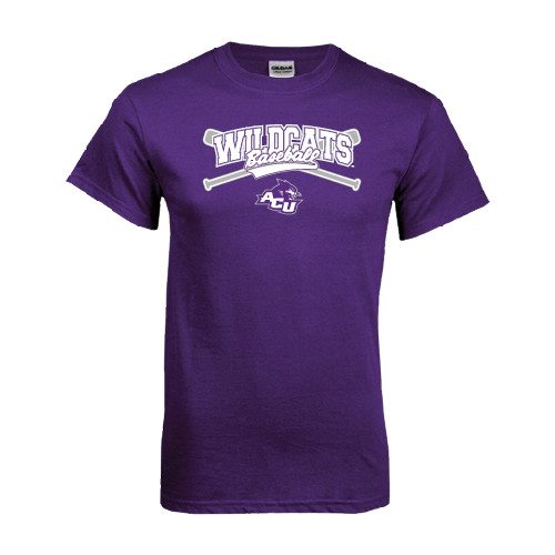  Purple T Shirt - Baseball Crossed Bats Design