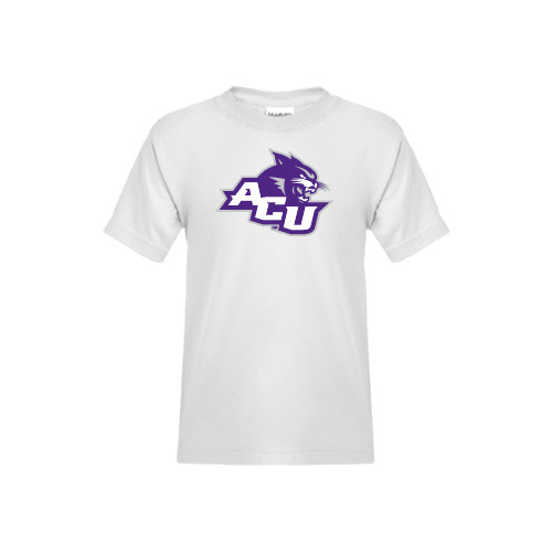  Youth White T Shirt - Angled ACU w/Wildcat Head