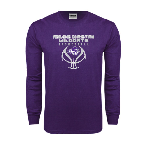  Purple Long Sleeve T Shirt - Design On Basketball