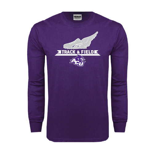  Purple Long Sleeve T Shirt - Track and Field Side Shoe Design