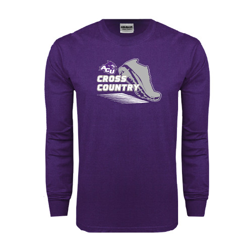  Purple Long Sleeve T Shirt - Cross Country Shoe Design