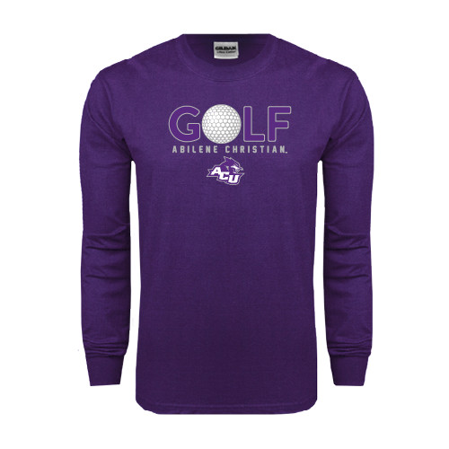  Purple Long Sleeve T Shirt - Golf Ball Design