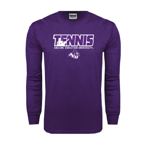  Purple Long Sleeve T Shirt - Tennis Player Design