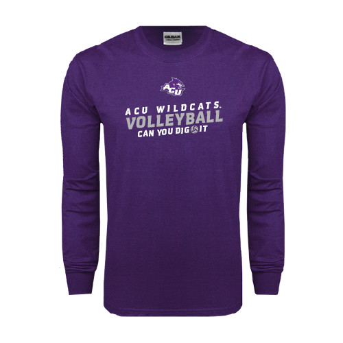  Purple Long Sleeve T Shirt - Can You Dig It - Volleyball