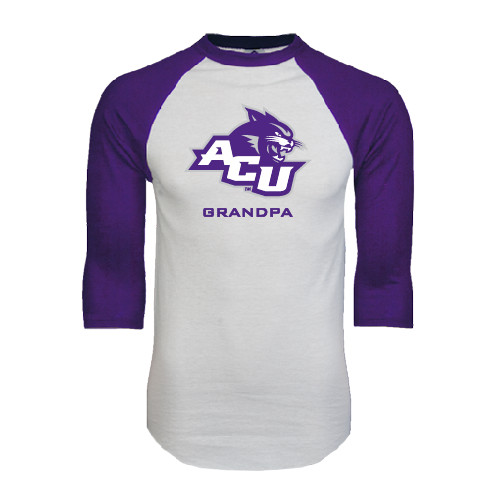  White/Purple Raglan Baseball T Shirt - Grandpa