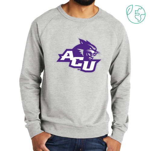  Allmade Light Grey Organic French Terry Crewneck Sweatshirt - Angled ACU w/Wildcat Head
