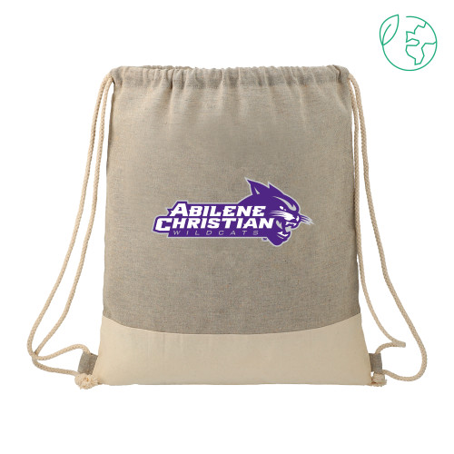  Split Recycled Cotton Grey/Natural Drawstring Bag - Primary Logo
