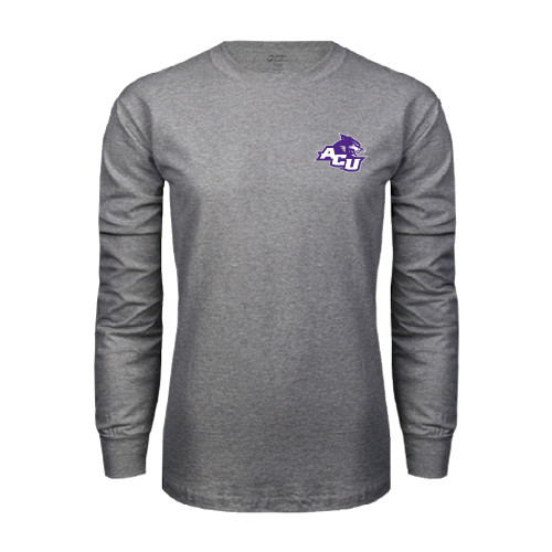  Grey Long Sleeve T Shirt - Angled ACU w/Wildcat Head