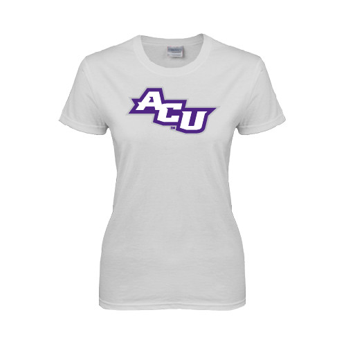  Womens White Short Sleeve Tee - Angled ACU