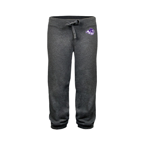  ENZA Womens Dark Heather Banded Fleece Capri - Angled ACU w/Wildcat Head