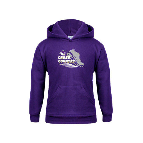  Youth Purple Fleece Hoodie - Cross Country Shoe Design