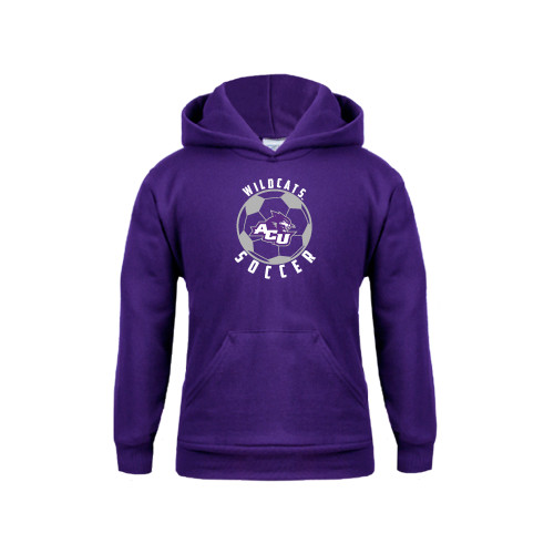  Youth Purple Fleece Hoodie - Soccer Ball Design