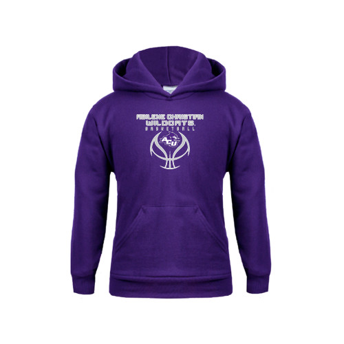  Youth Purple Fleece Hoodie - Design On Basketball