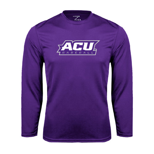  Purple Performance Long Sleeve Shirt - Baseball