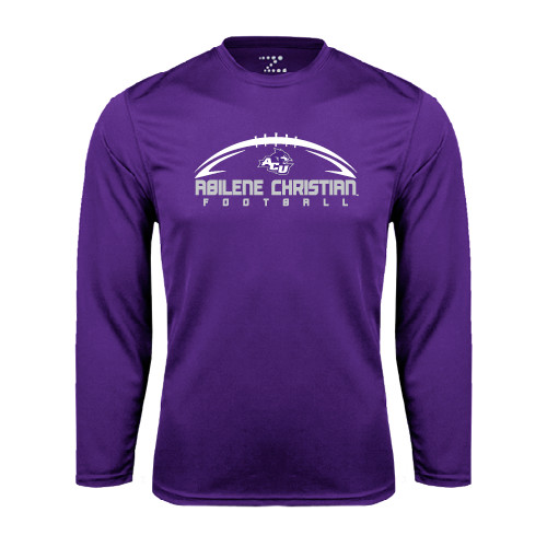  Purple Performance Long Sleeve Shirt - Wide Football Design