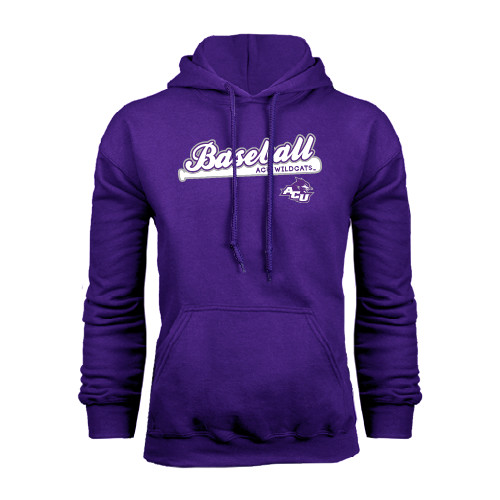  Purple Fleece Hoodie - Baseball Script w/ Bat Design