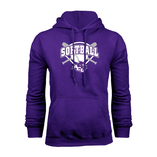  Purple Fleece Hoodie - Softball Bats and Plate Design