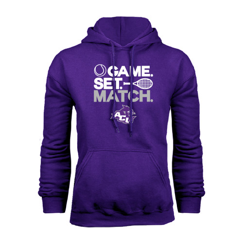  Purple Fleece Hoodie - Game Set Match Tennis Design