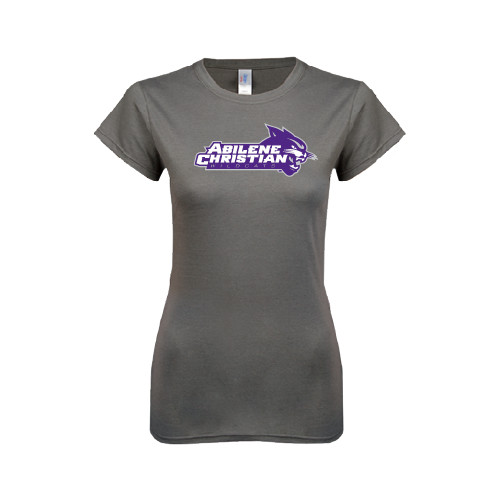  Next Level Womens Charcoal Boyfriend Tee - Primary Logo