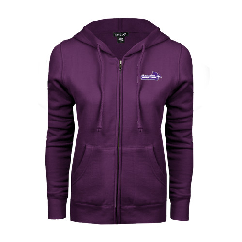  ENZA Womens Purple Fleece Full Zip Hoodie - Primary Logo