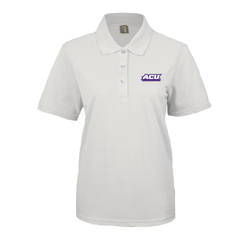  Womens Silk Touch White Pique Polo - ACU Wildcats