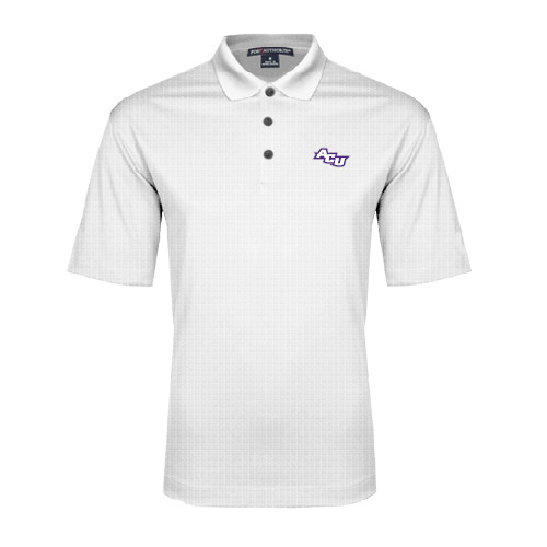  White Performance Fine Jacquard Polo - Angled ACU