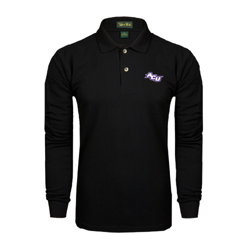  Black Long Sleeve Polo - Angled ACU