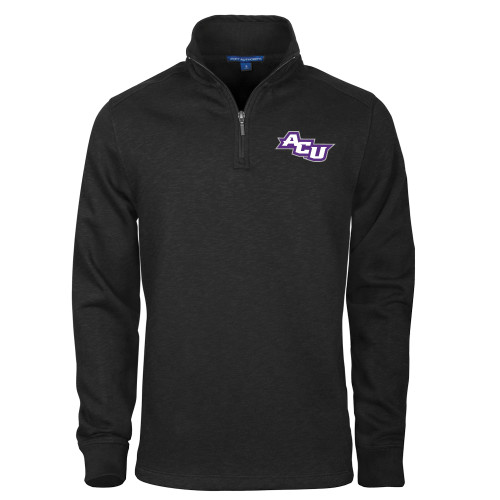  Black Slub Fleece 1/4 Zip Pullover - Angled ACU