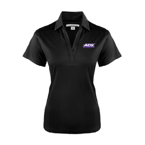  Womens Black Performance Fine Jacquard Polo - ACU Wildcats