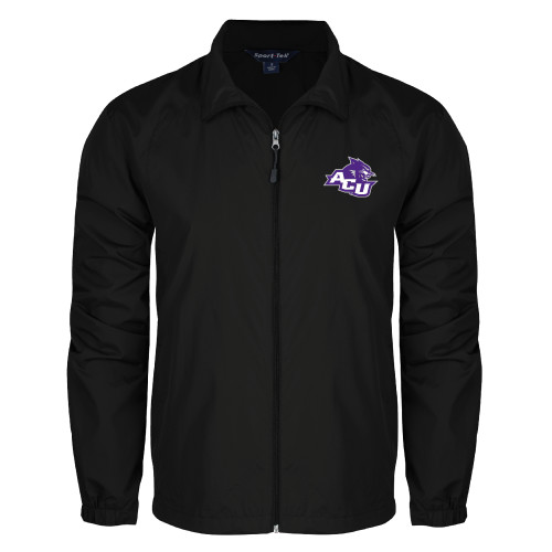  Black Full Zip Wind Jacket - Angled ACU w/Wildcat Head