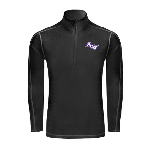  Sport Tek Black Sport Wick Stretch 1/2 Zip Pullover - Angled ACU