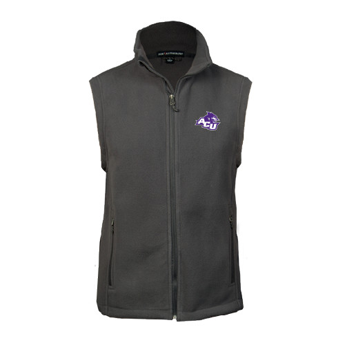  Charcoal Fleece Full Zip Vest - Angled ACU w/Wildcat Head