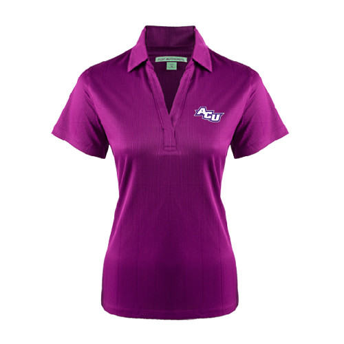  Womens Purple Performance Fine Jacquard Polo - Angled ACU