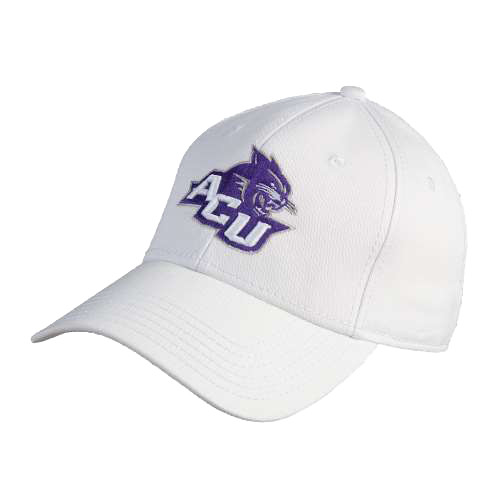 White Structured Adjustable Pro Style Hat - Angled ACU w/Wildcat Head