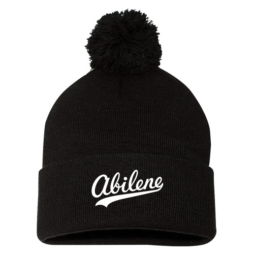 Abilene Christian Sportsman Black Pom Pom Cuffed Beanie