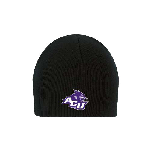  Black Knit Beanie - Angled ACU w/Wildcat Head