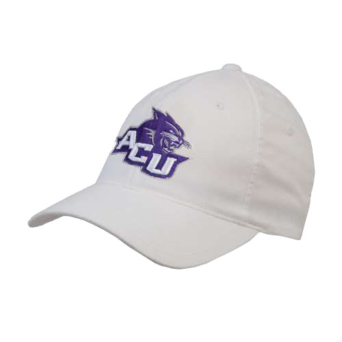  White Flexfit Structured Low Profile Hat - Angled ACU w/Wildcat Head