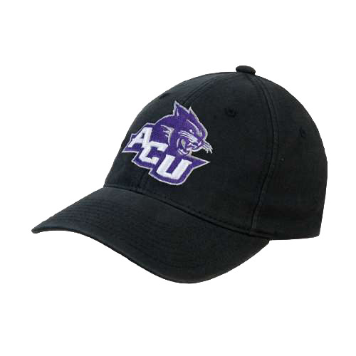  Black Flexfit Structured Low Profile Hat - Angled ACU w/Wildcat Head