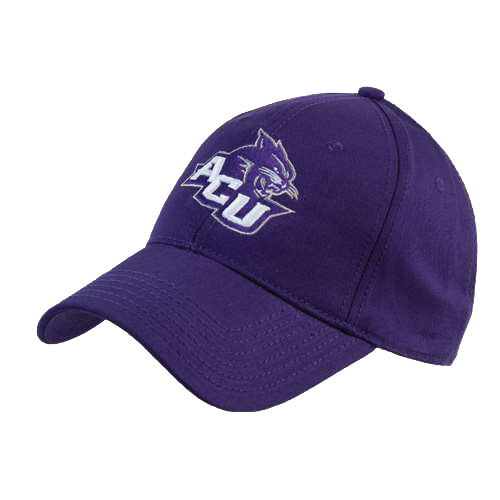 Purple Structured Adjustable Pro Style Hat - Angled ACU w/Wildcat Head