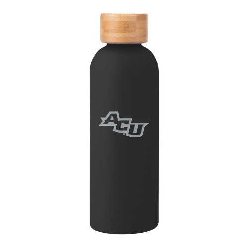  Blair Black Stainless Steel Bottle w/ Bamboo Lid 17 oz - Angled ACU Engraved